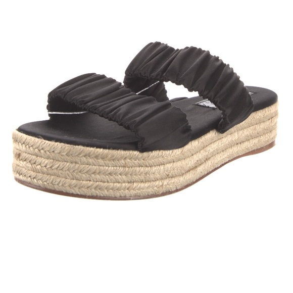 Mercedes Castillo black Satin scrunch Espadrilles platform sandals. Size 7 - Picture 2 of 10